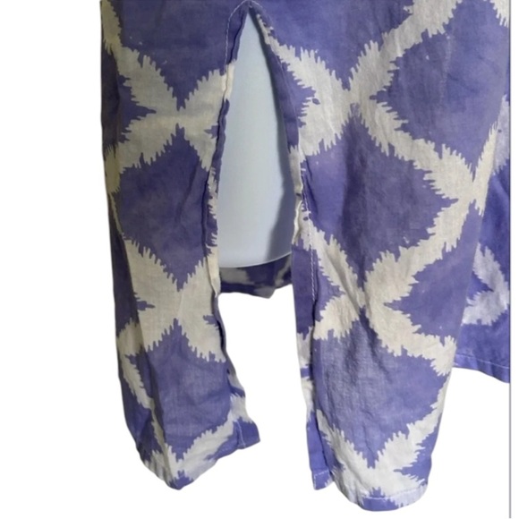 Roberta Roller Rabbit tunic v neck purple white batik cotton 3/4 sleeves Size M - Picture 5 of 7